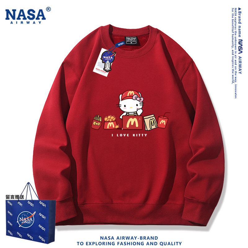 NASA联名Kitty凯蒂猫联名麦当劳潮牌圆领卫衣春秋薄款上衣服新款