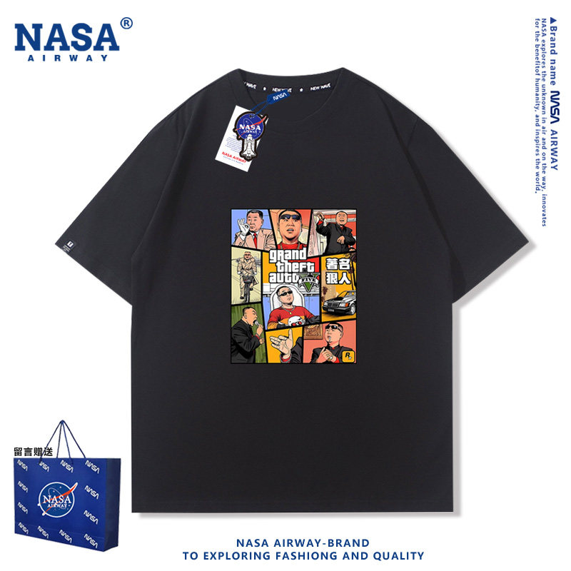 NASA AW洛圣都东北猎车手 范德彪哥GTA印花男女纯棉短袖T恤夏半袖