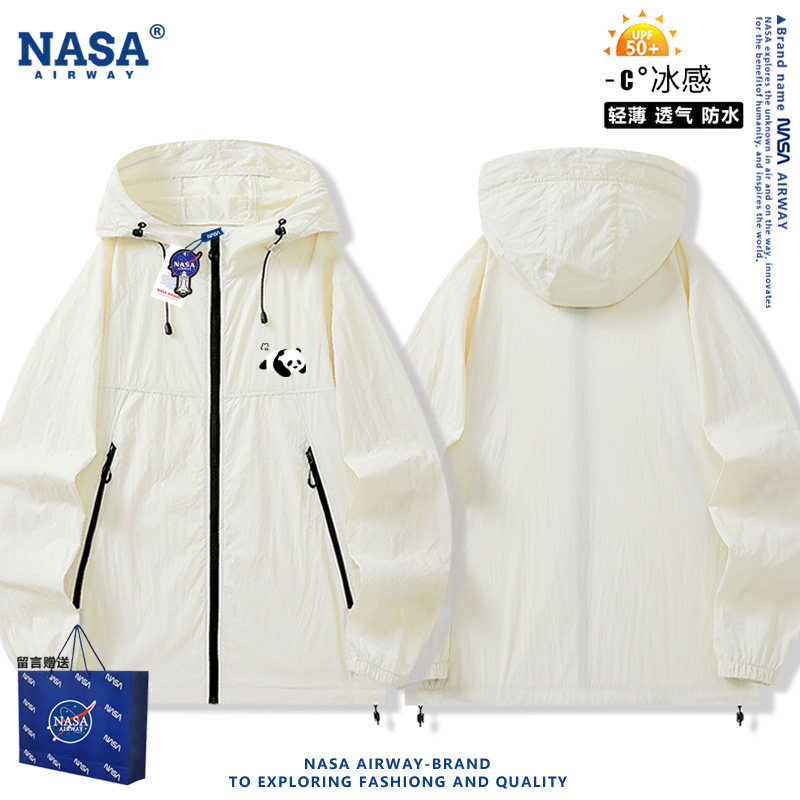 NASA AW国潮简约卡通图案小熊猫印花男女速干防晒衣轻薄透气外套