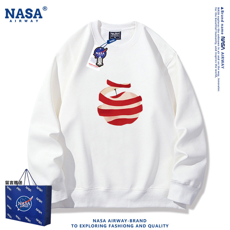 NASA AW有设计感的苹果趣味卡通图案男女连帽卫衣春秋薄款上衣服