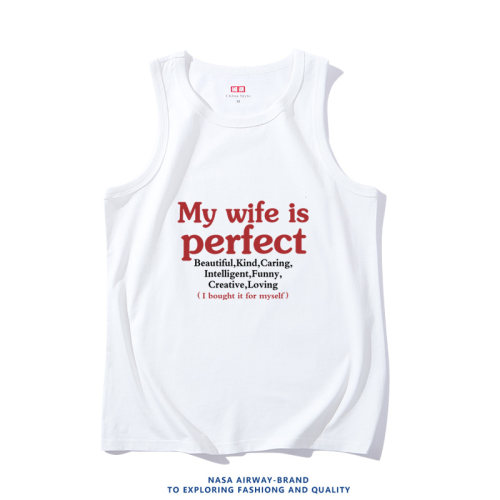 NASA AW My wife is perfect夏季ins风情侣吊带男女纯棉背心T恤潮