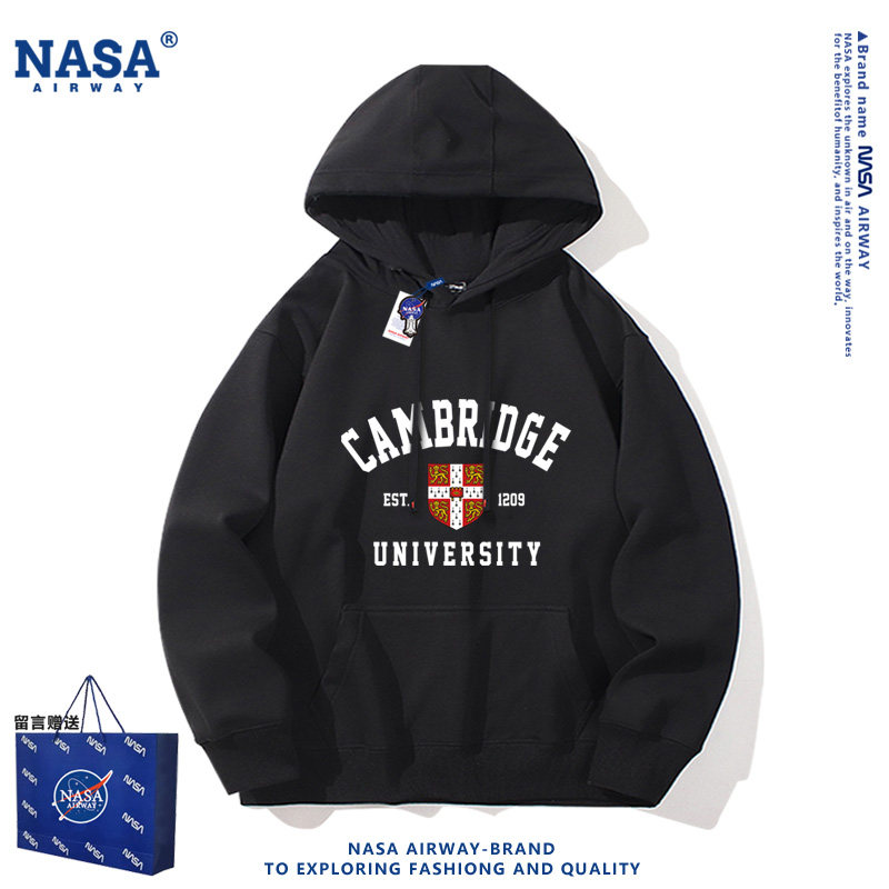 NASA联名Cambridge英国名校剑桥大学周边连帽卫衣男女秋冬款帽衫
