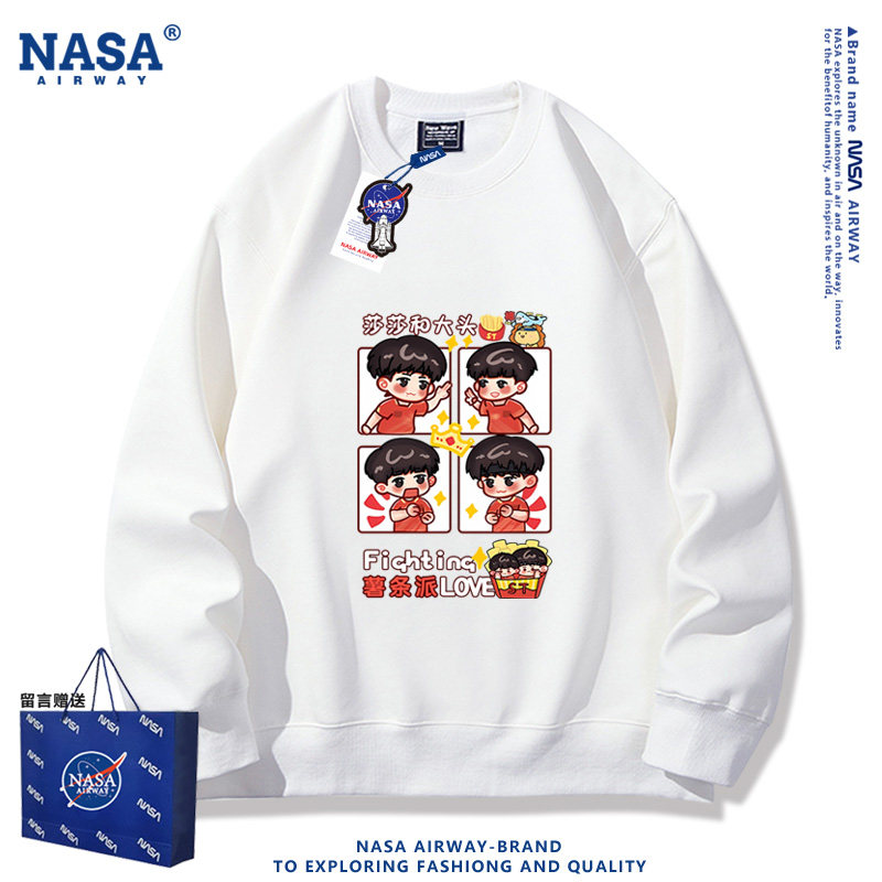 NASA AW孙颖莎 王楚钦周边巴黎莎头组合乒乓球圆领卫衣男女上衣服