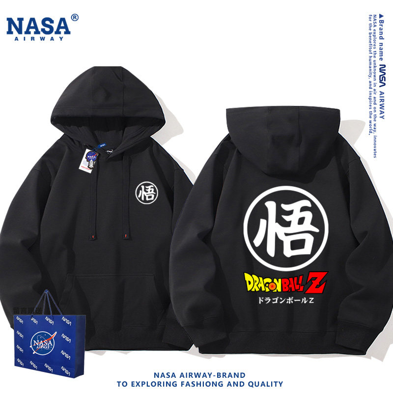 NASA AW七龙珠嘻哈国潮动漫悟字周边连帽卫衣男女春秋上衣薄款潮