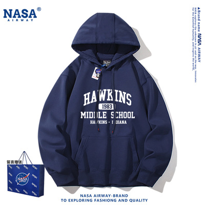NASA联名美剧怪奇物语周边美式连帽卫衣Hawkins霍金斯中学男女潮