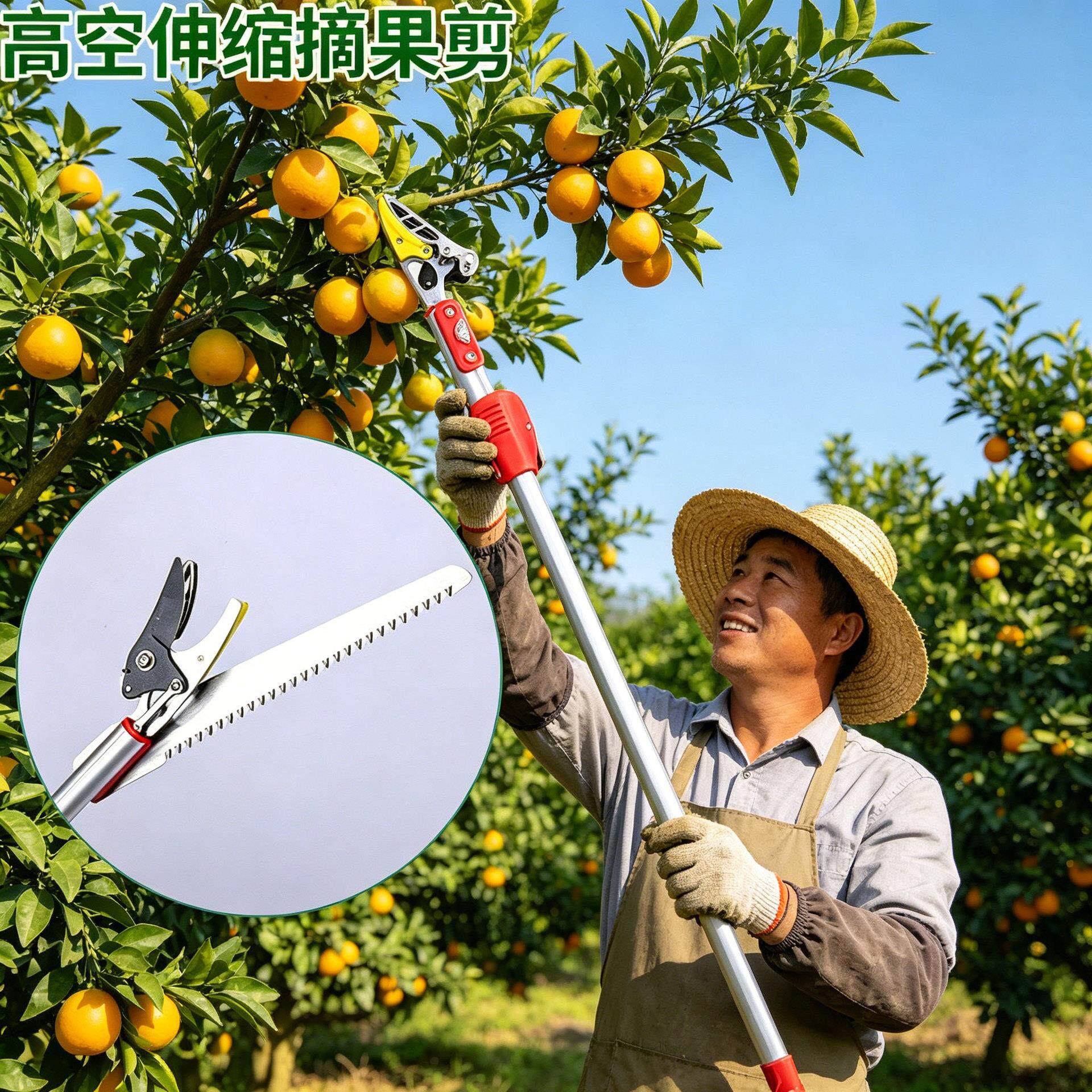 严选荔枝柿子园林空摘果剪采果器伸缩摘果器水果采摘工具