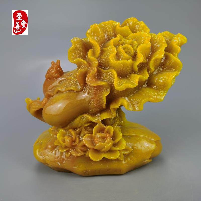古玩收藏仿寿山石雕田黄石雕花白菜客厅装饰摆件观赏奇石