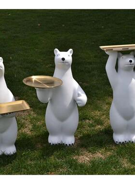 创意北极熊落地摆件客厅电视柜玄关托盘酒店家居装饰乔迁新居礼品