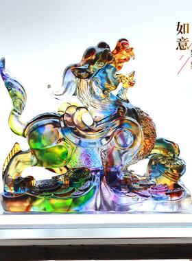 琉璃如意貔貅风水招财摆件居家书房前台桌面办公摆放装饰商务送礼