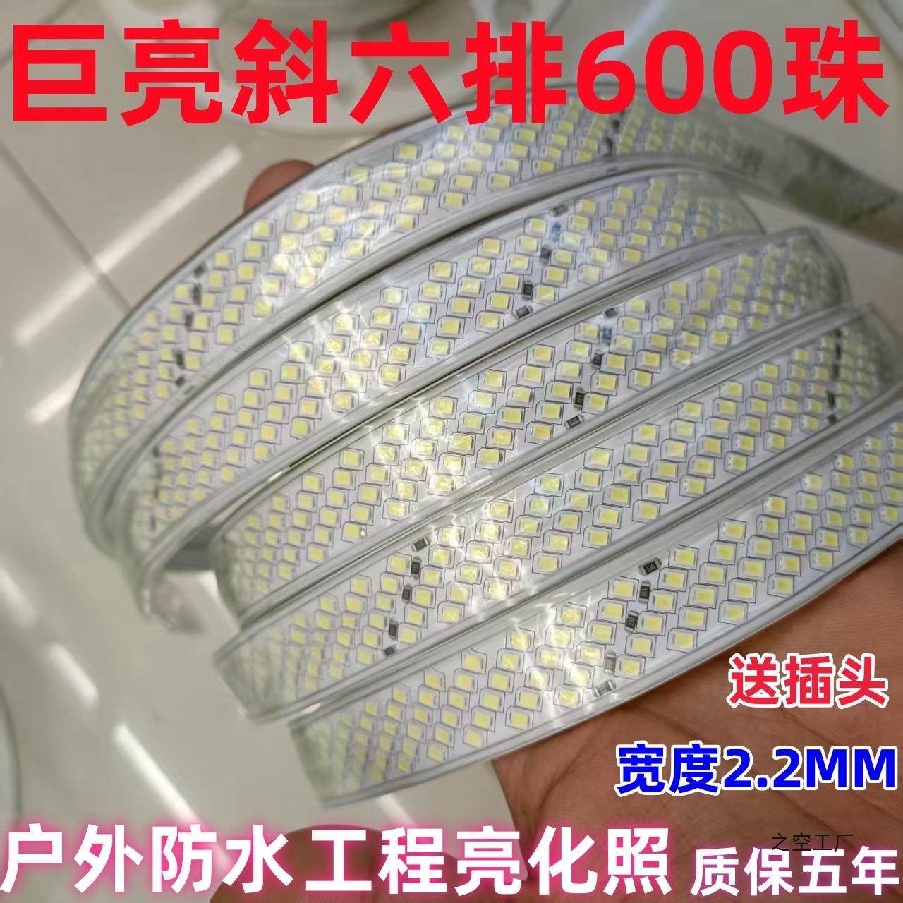 灯带led超高亮220V灯条户外家用防水工程亮化送插头直接插电单色