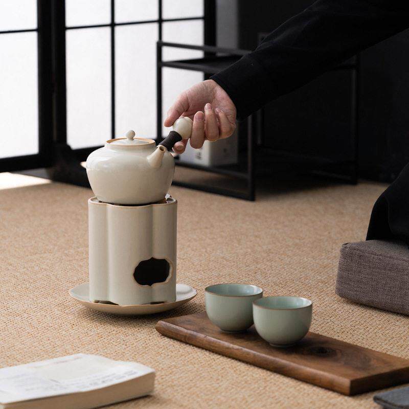 苏打釉手工陶壶煮茶炭炉套组功夫茶具烧水壶底座酒精炉侧把泡茶壶