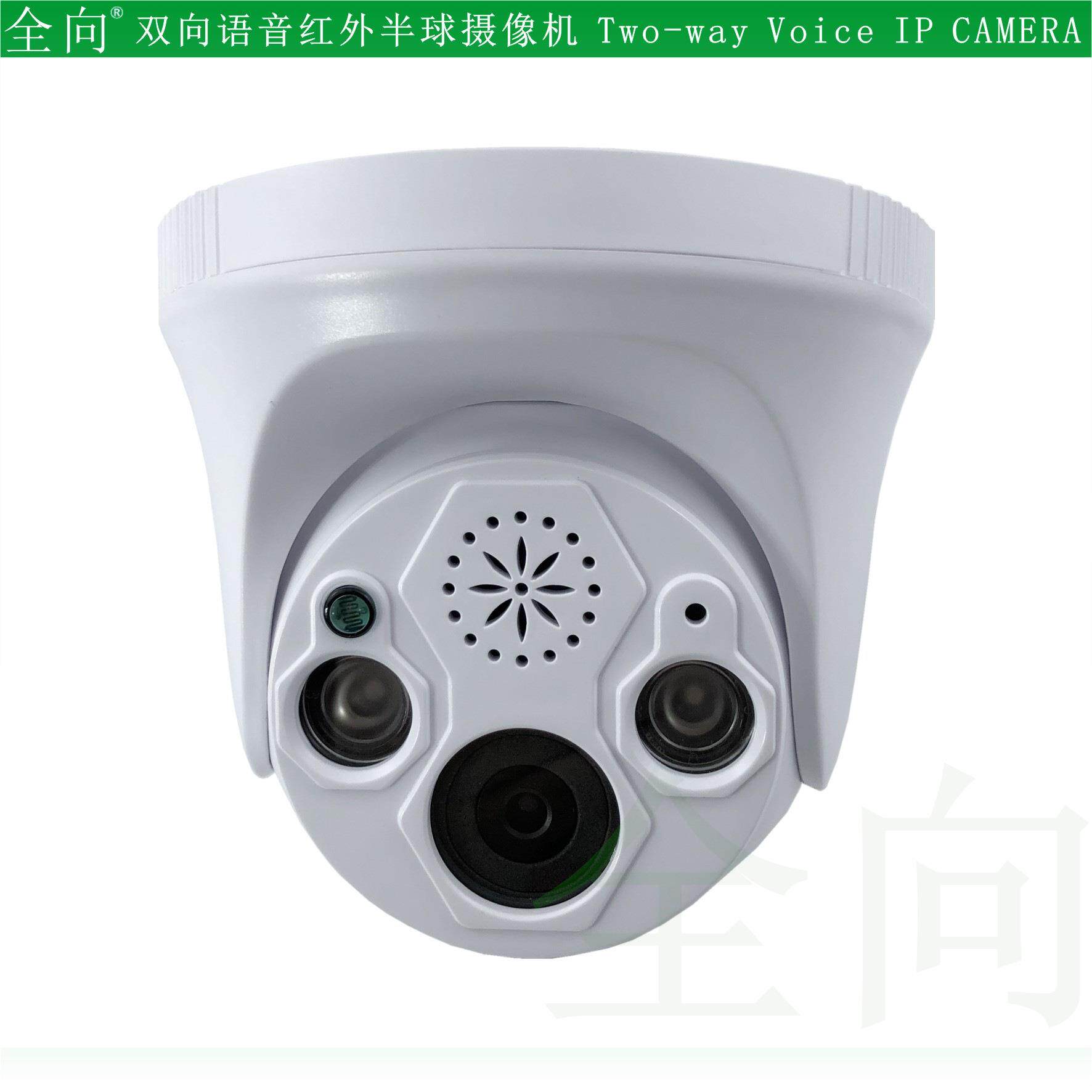 监控摄像头 双向语音网络监控机 内置音频红外半球200万像素1080P