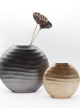 现代简约几何形金色树脂蛋形花瓶 客厅玄关干花插 仿金属饰品摆件