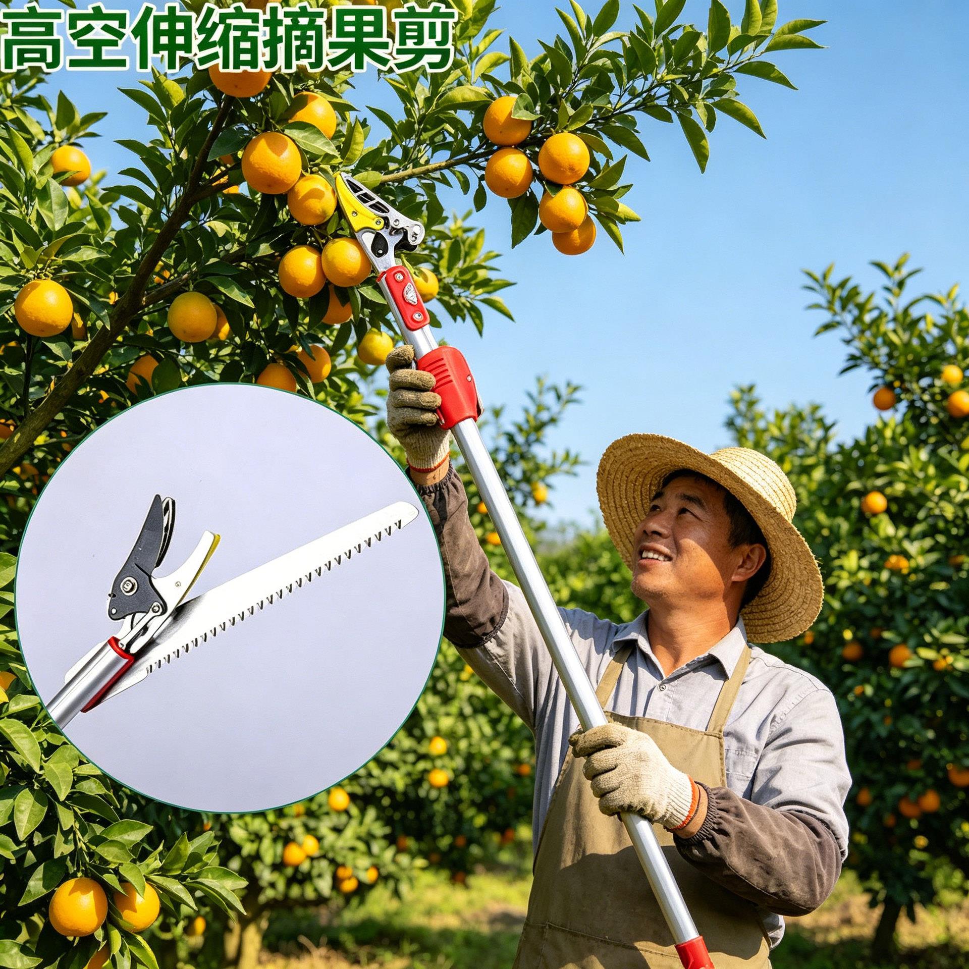 严选荔枝柿子园林空摘果剪采果器伸缩摘果器水果采摘工具