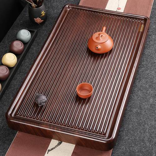 整块黑檀木茶盘实木家用简约花梨木中式茶台茶海单层功夫茶具托盘