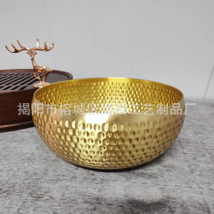 煌福黄铜茶洗笔洗家用锤纹水洗水盂大号铜茶洗茶盘功夫茶具配件