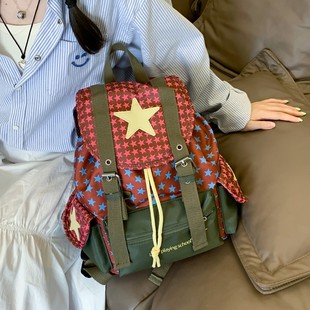 韩系小众设计星星双肩包女百搭休闲旅行背包学生书包肩包 2025新款