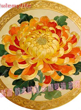 高洁隐逸长寿安康好寓意圆形自贴