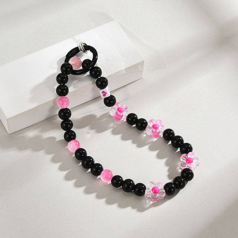 饰品玻璃包玻璃珠手链挂饰串珠新款糖果色手工手机链花朵配件DIY