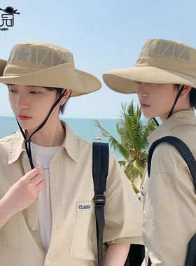 钓鱼防晒渔夫帽登山透气男太阳帽大檐春夏季子户外旅行遮阳帽9239