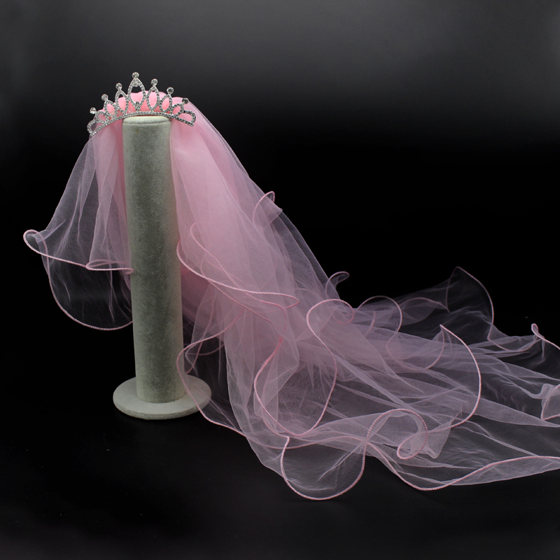 儿童女童生日礼物走秀钢琴六一演出发饰花童皇冠发梳多层头纱