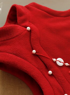 知了童装 新中式国风马甲夹棉呢子外套中长款冬款背心裙大童53322