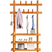 实木落地衣帽架简易家用卧室置物架网红鞋 衣架 柜架挂衣架一体立式