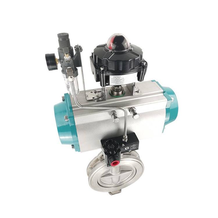 D672F-16P气动蝶阀 不锈钢蝶阀四氟对夹蝶阀1