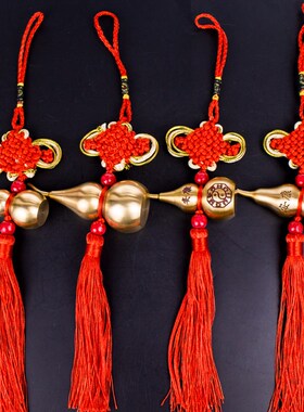 纯铜单个葫芦挂件可开盖吉祥中国结门对门福禄家居卧室装饰品车挂