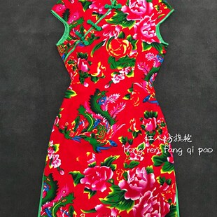 少女中国风改良走秀全棉演出服连衣裙短款 旗袍女夏季 2019新年轻款