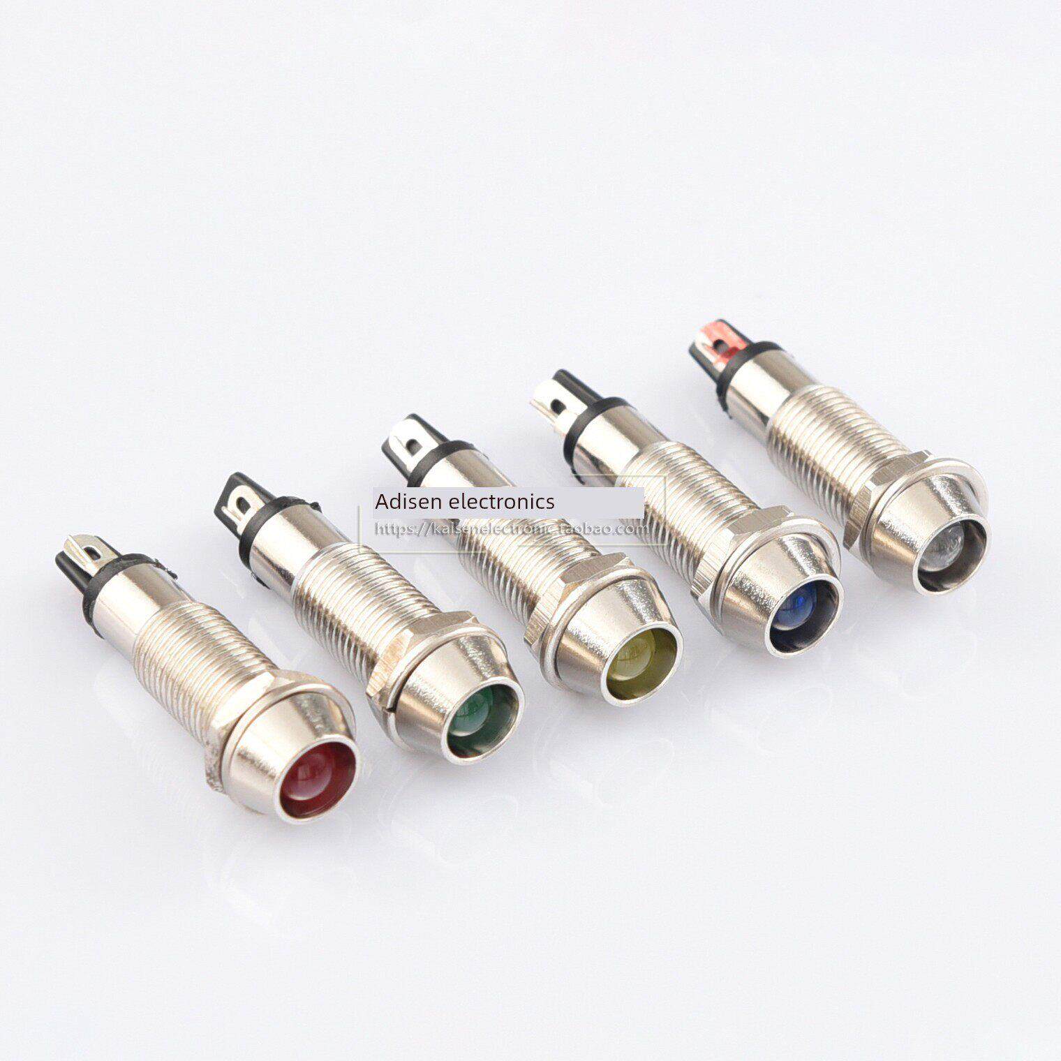 Adp8-1 3V5V6V12V24V 8mm无限不分割正负金属高亮度Led指示灯