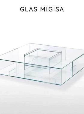 GLAS意大利设计师创意网红透明钢化玻璃茶几客厅意式极简方形矮桌