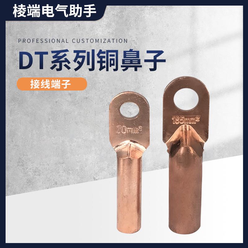 国标铜线鼻子DT-35mm 95mm平方铜线耳电缆堵油铜接头端子加厚紫铜