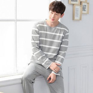 青少年睡衣薄款 休闲秋冬天夏季 纯棉长袖 套装 卡通家居服 男士 春秋季