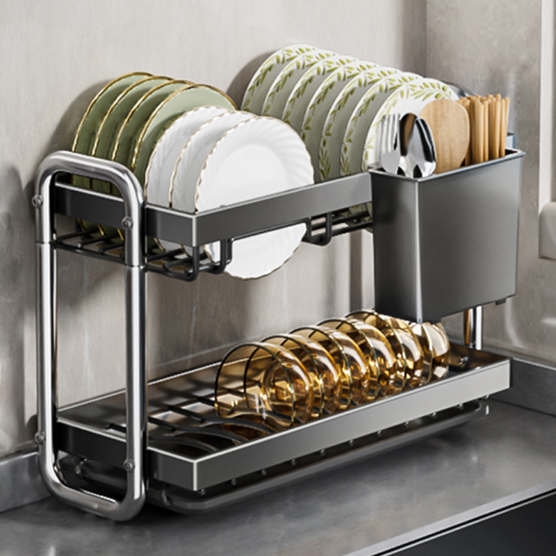 极窄款碗碟收纳架小型厨房多功能夹缝置物架水槽碗架碗盘筷沥水架