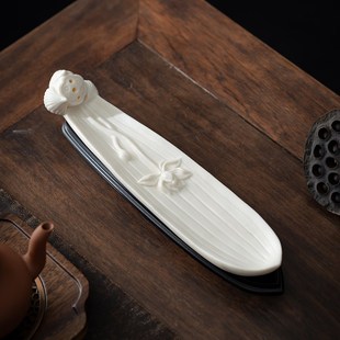 陶瓷莲花白瓷香插香座家用线香炉卧香炉檀香托盘室内线香底座香薰