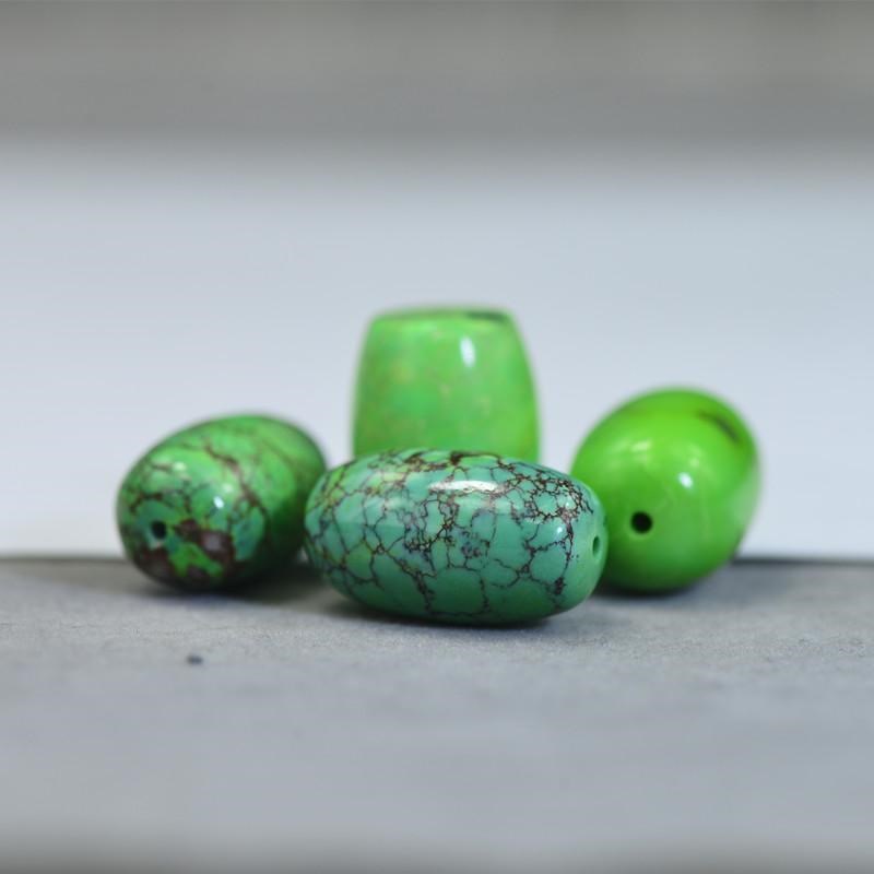 湖北原矿天然菜籽黄绿松石桶珠 文玩配饰散珠L隔珠108手串diy配珠