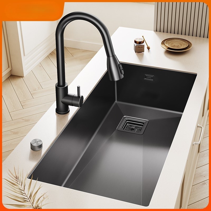 304不锈钢洗菜盆厨房水槽大单槽台下盆家用加厚洗碗槽洗菜池手工