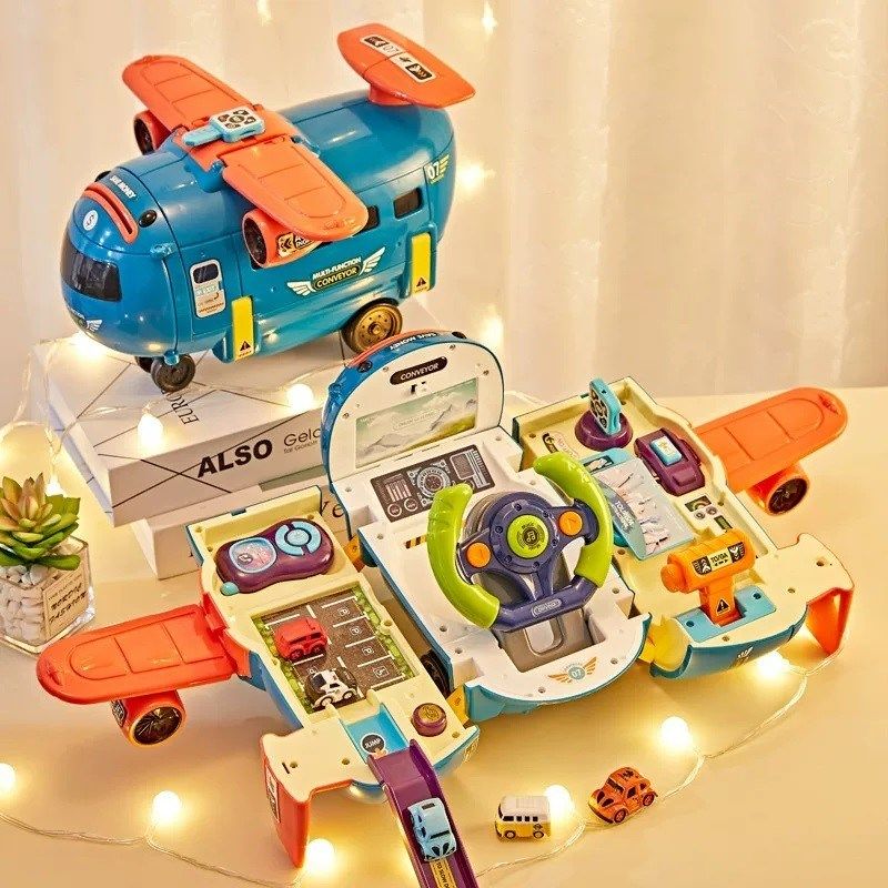 变形飞机巴士玩具男m孩儿童玩具车益智公交车汽车宝宝2岁三岁男童