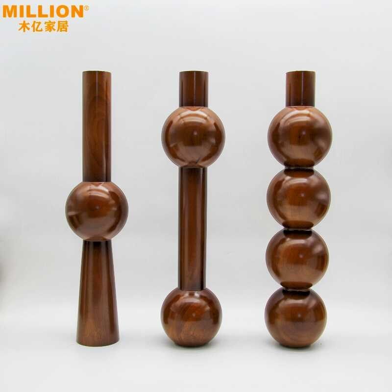 定制美式实木桌腿家用几何圆球支撑DEIY创意洽谈茶几家具吧台圆桌