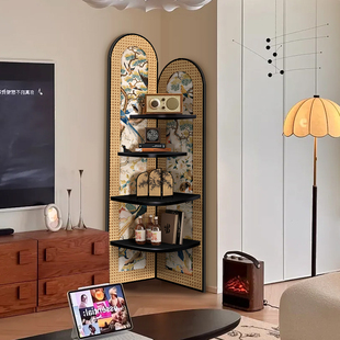 中古风转角柜画墙角落地装饰摆件客厅置物架小P户型角落夹缝收纳