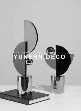 简约现代几何水晶雕塑摆件样板间书房家居玄关博古架装饰品摆设