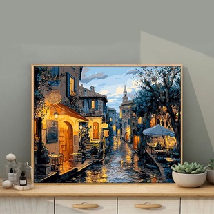 2023diy数字油画复杂手工填色填充中国风风景油画装饰油彩画定制