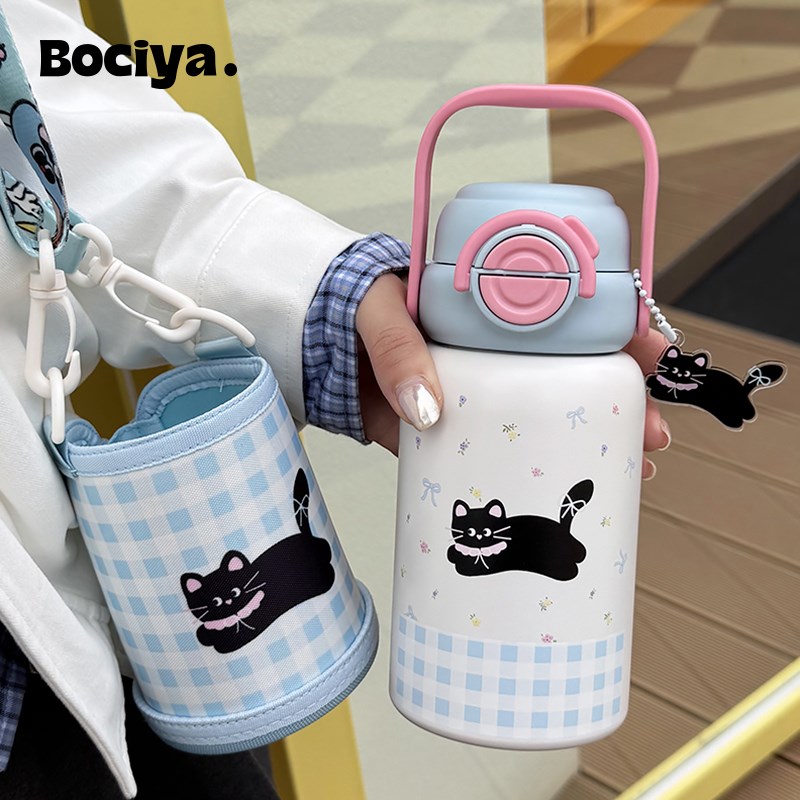 儿童保温杯高颜值316不锈钢学饮杯可爱牛奶杯学生专用带吸管杯子