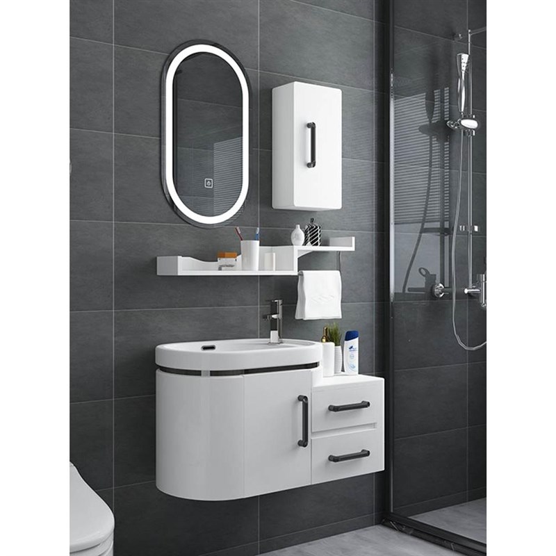 浴室柜组合洗手台盆卫浴柜洗脸盆洗漱柜窄小户型简约现代整体圆弧