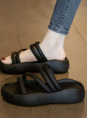 凉拖鞋女夏季外穿20o24新款厚底配裙子休闲沙滩凉鞋时尚懒人一字