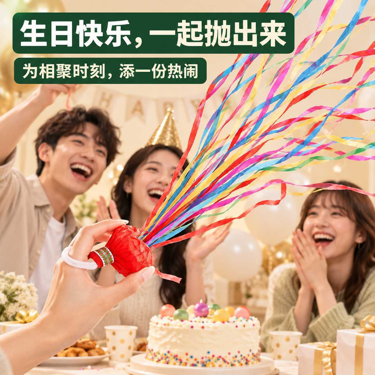 手抛彩带喷筒生日礼花庆祝拉炮