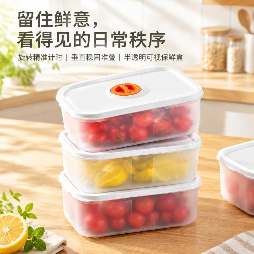 保鲜盒冰箱保鲜收纳盒带盖计时款