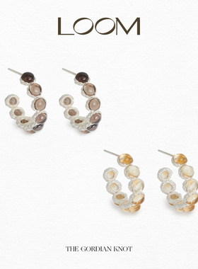 【董生活推荐】LOOM多颗黄水晶茶水晶耳环S925纯银手工镶嵌耳钉女