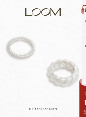 Knot哑光纯银鱼骨纽结宽戒